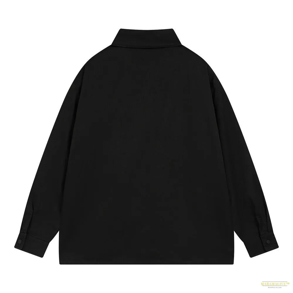 Maramalive™ Goth Loose Long-sleeved Shirt Men's Ribbon Pocket Lapels Top