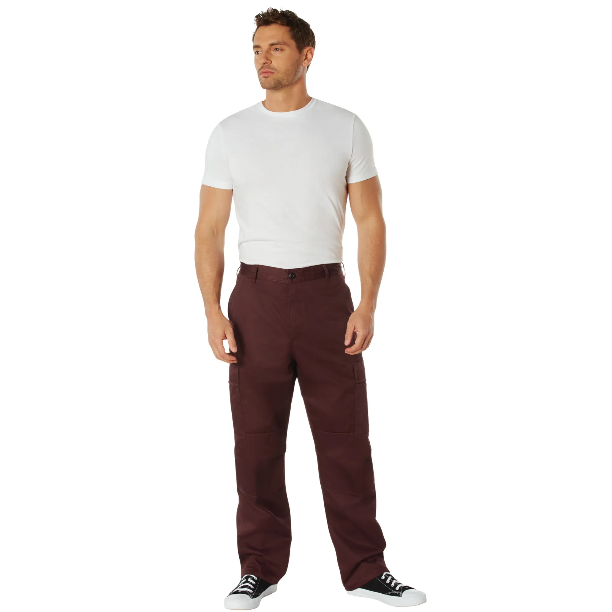 Maroon - Tactical BDU Pants - Cotton Polyester Twill - Button Fly