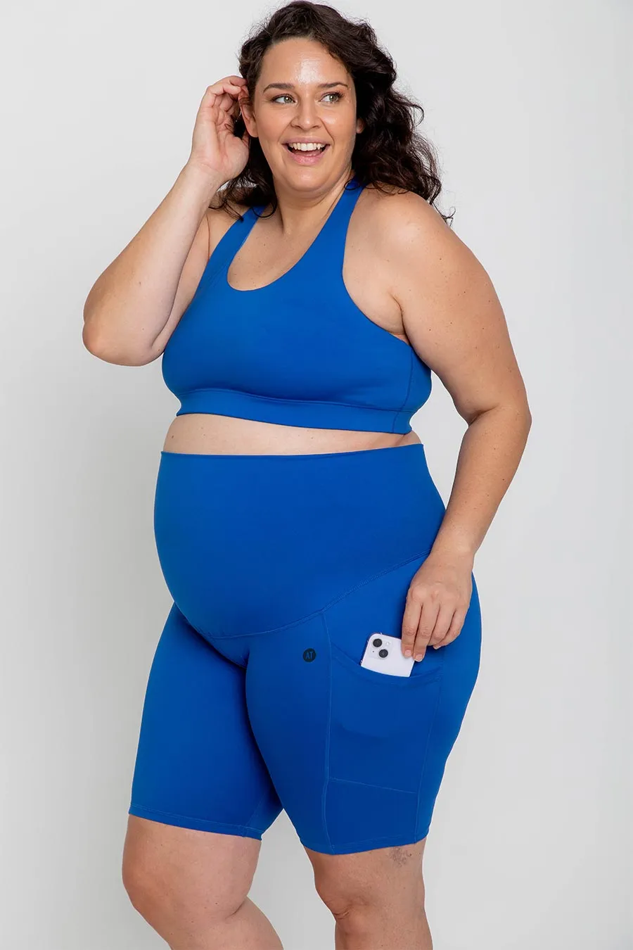 Maternity Bike Short with Pockets - Cobalt Blue