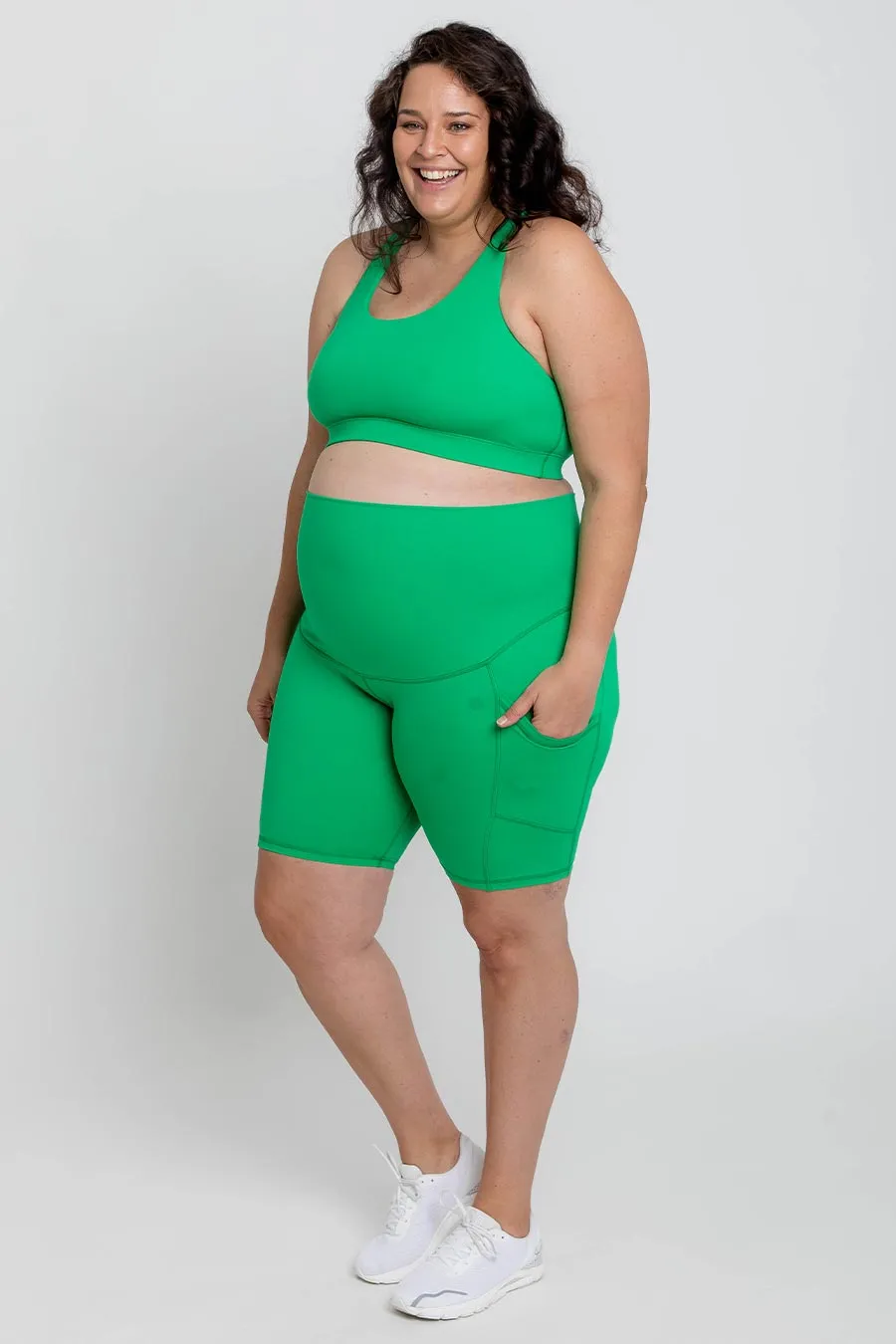 Maternity Bike Short with Pockets - Kelly Green