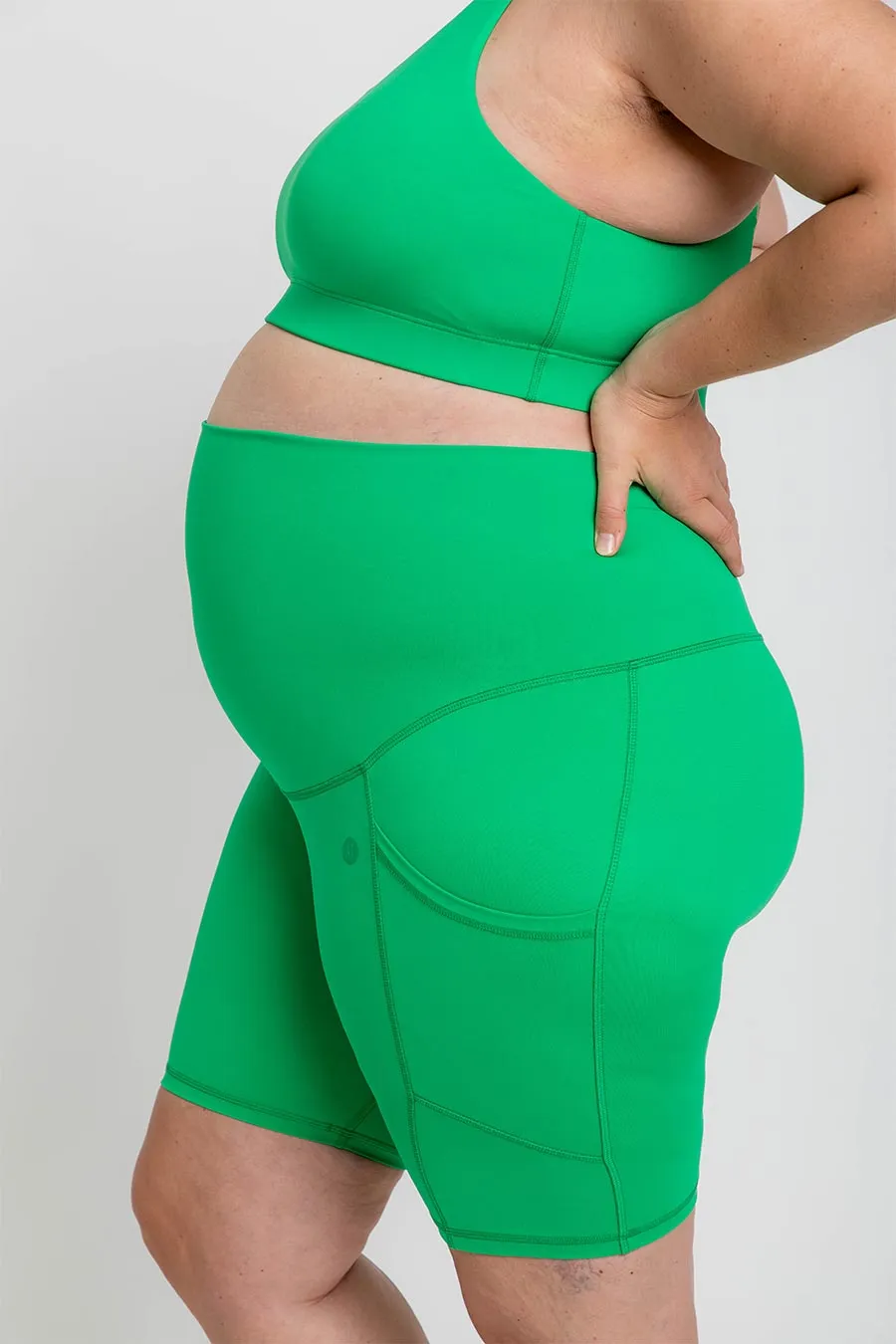 Maternity Bike Short with Pockets - Kelly Green