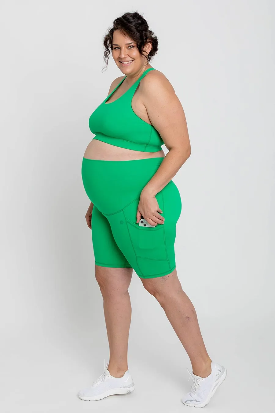 Maternity Bike Short with Pockets - Kelly Green