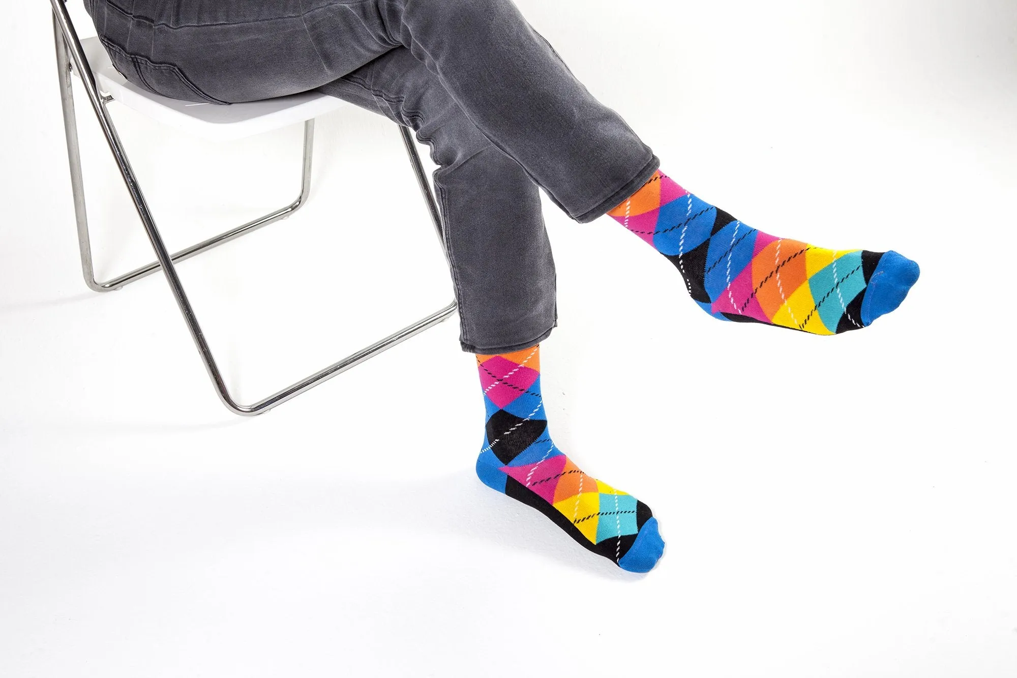 Men's 5-Pair Funky Argyle Socks-3005