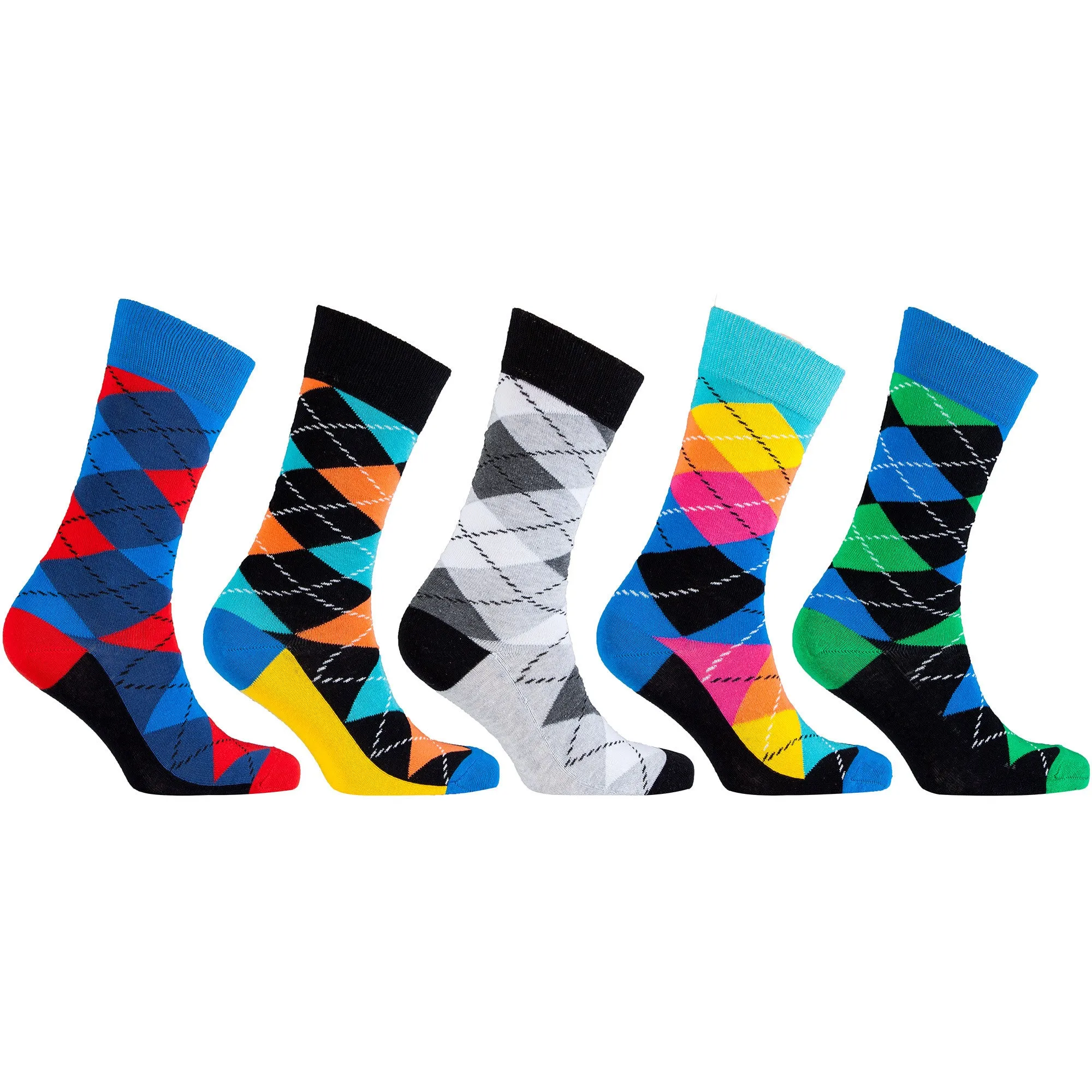 Men's 5-Pair Funky Argyle Socks-3005