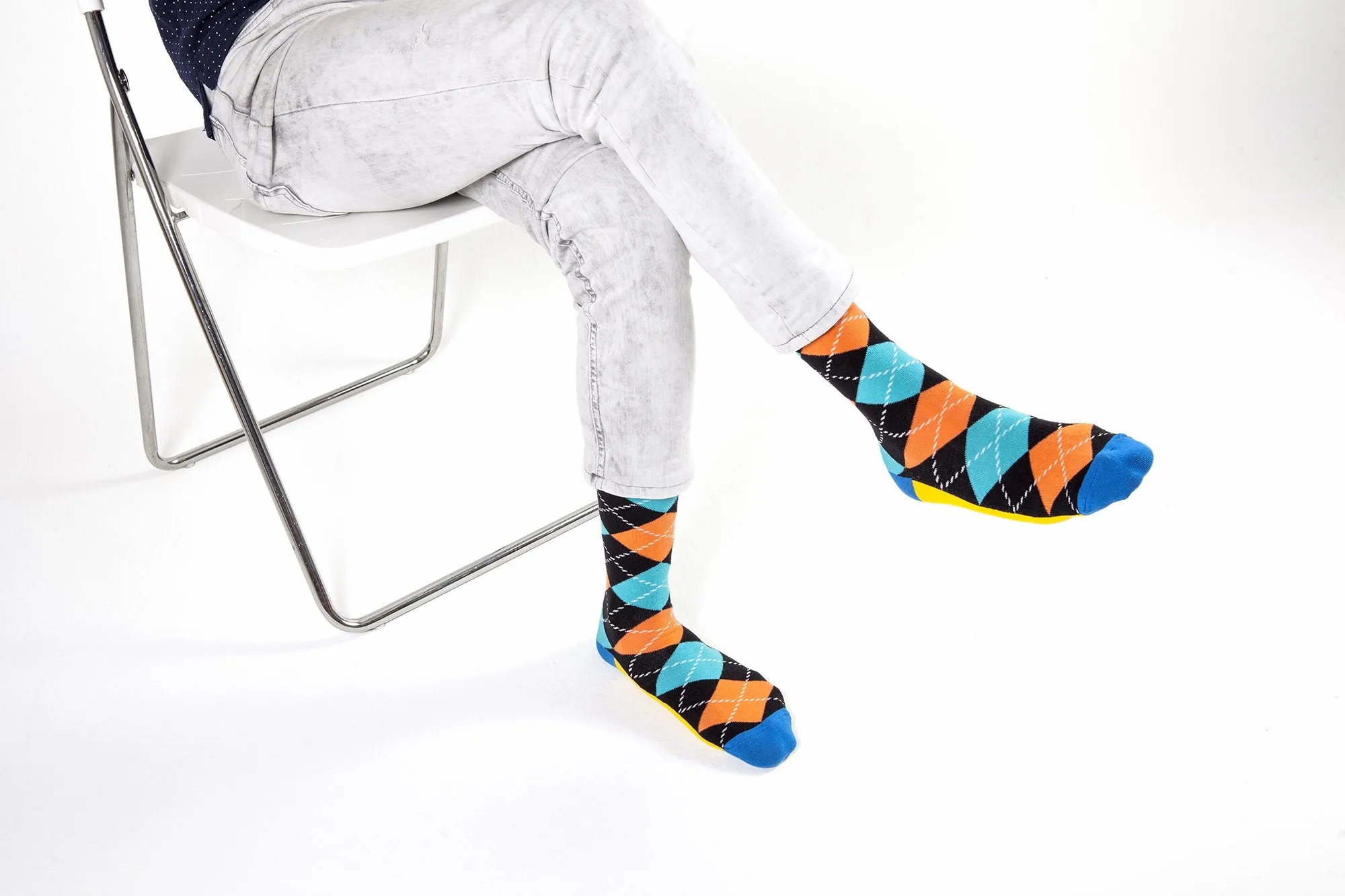 Men's 5-Pair Funky Argyle Socks-3005