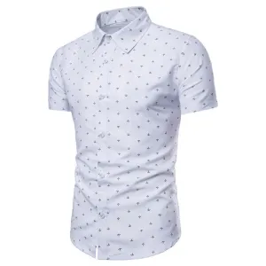 Men's Button down Tailor Fit Soft 100% Cotton Short Sleeve Dress Shirt White casual And Formal