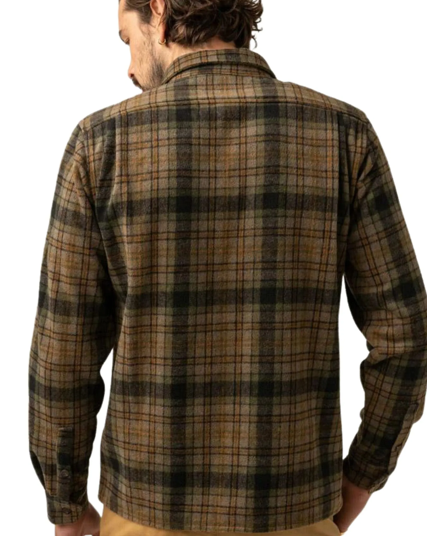 Mens Check Ls Shirt - Olive