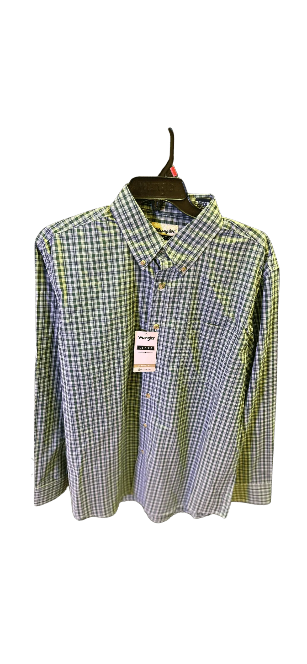 MENS GREEN CHECK RIATA LONG SLEEVE SHIRT
