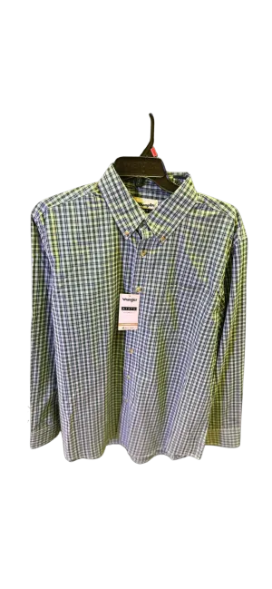 MENS GREEN CHECK RIATA LONG SLEEVE SHIRT