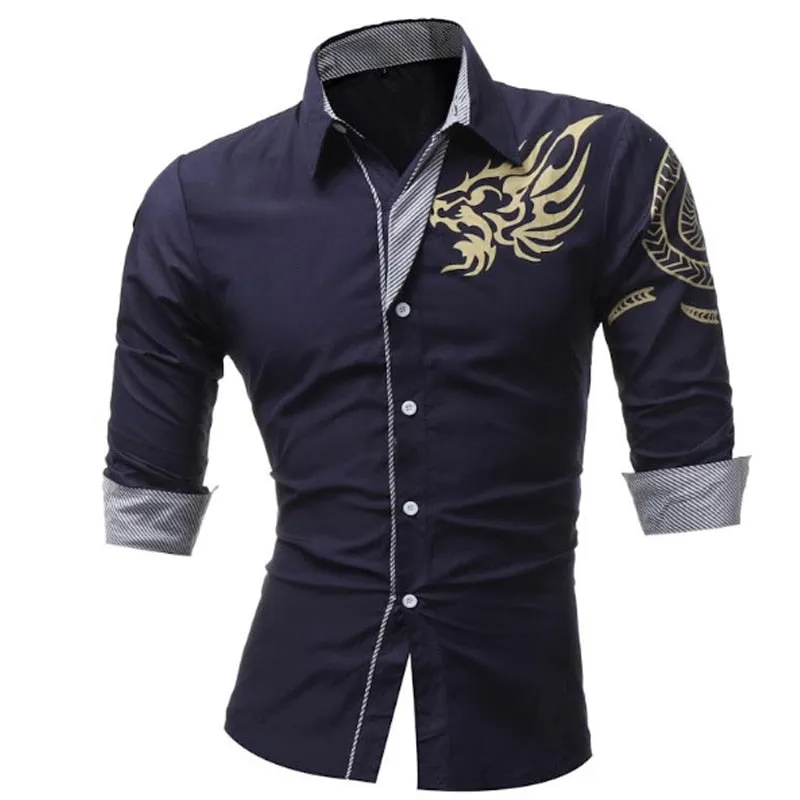 Men'S Long-Sleeved Dress Shirt Dragons