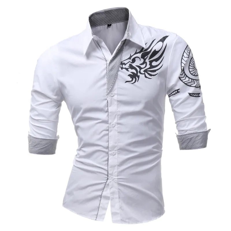 Men'S Long-Sleeved Dress Shirt Dragons