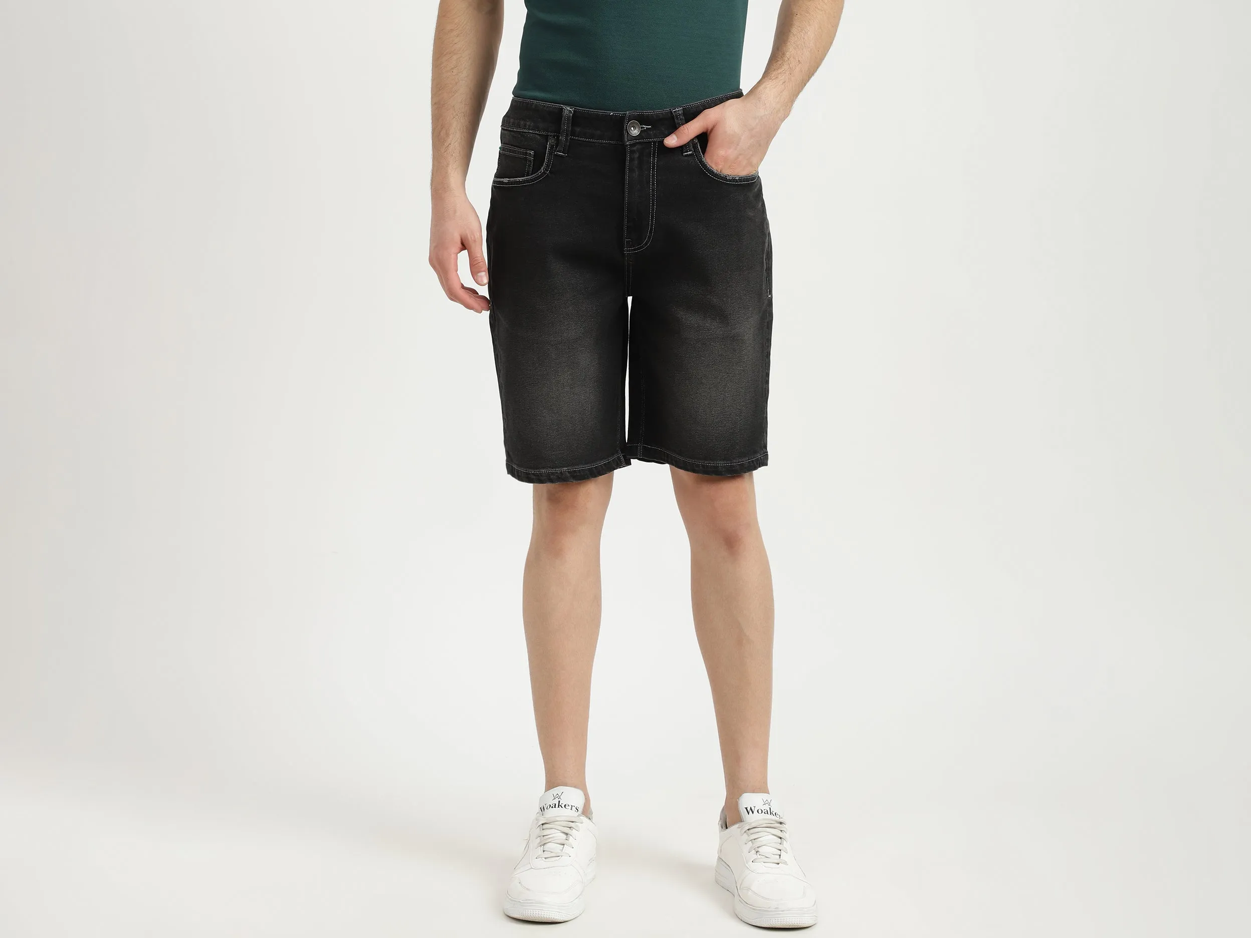 Mens Slim Fit Solid Shorts