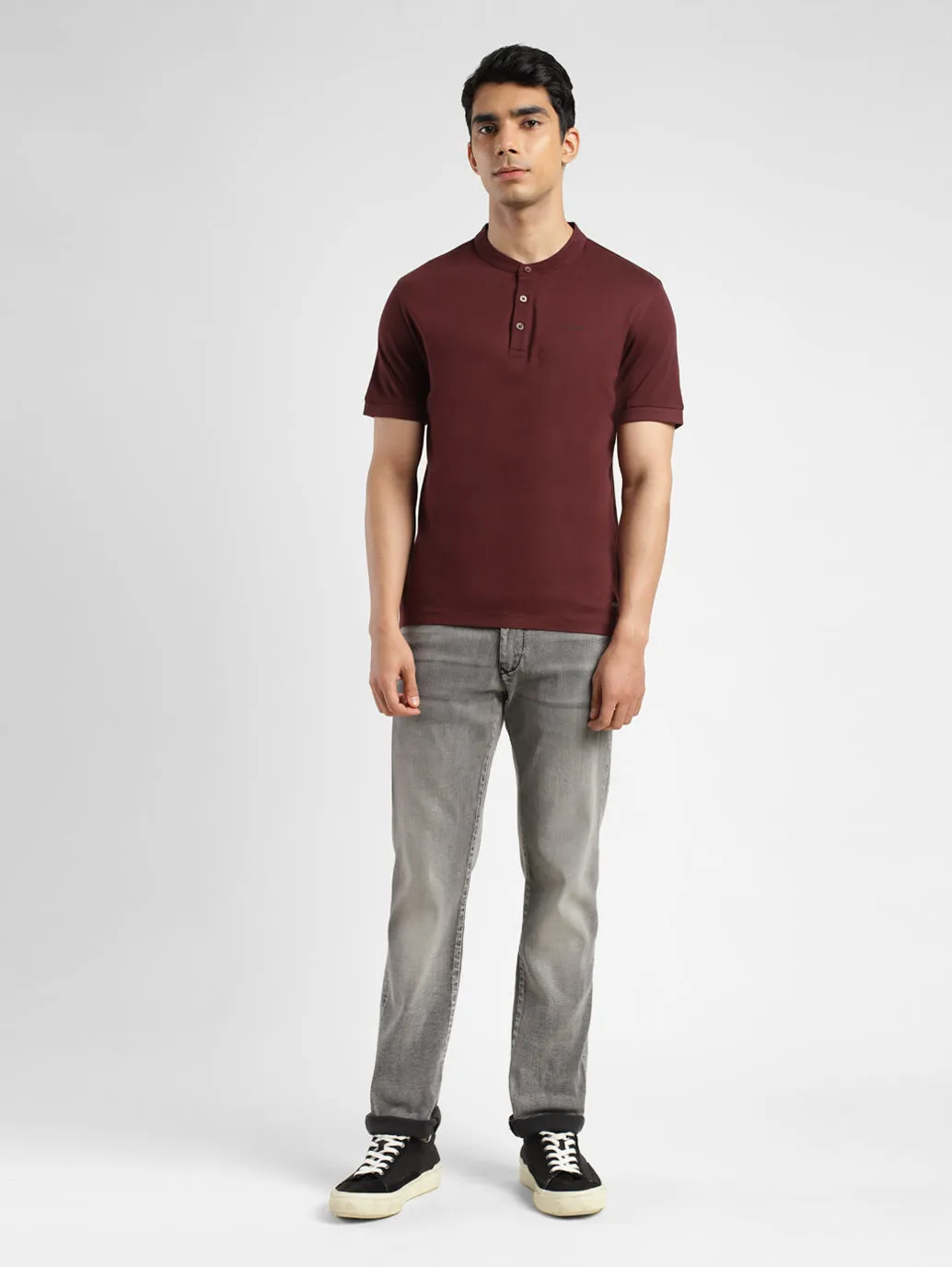 Men's Solid Henley T-Shirt
