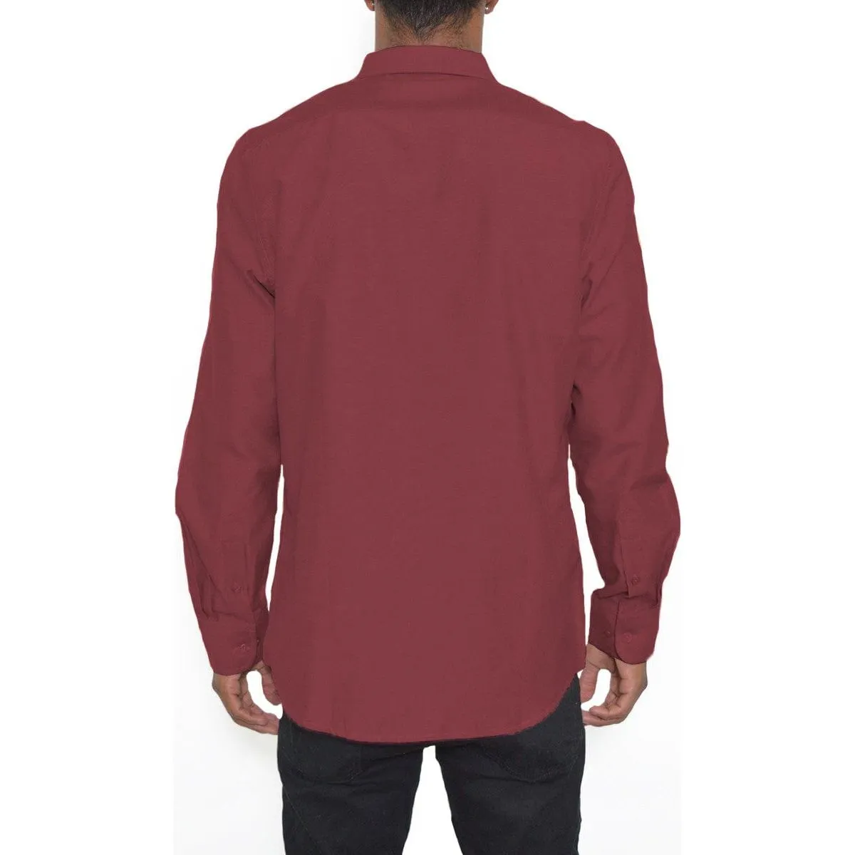 Mens Solid Long Sleeve Button Down