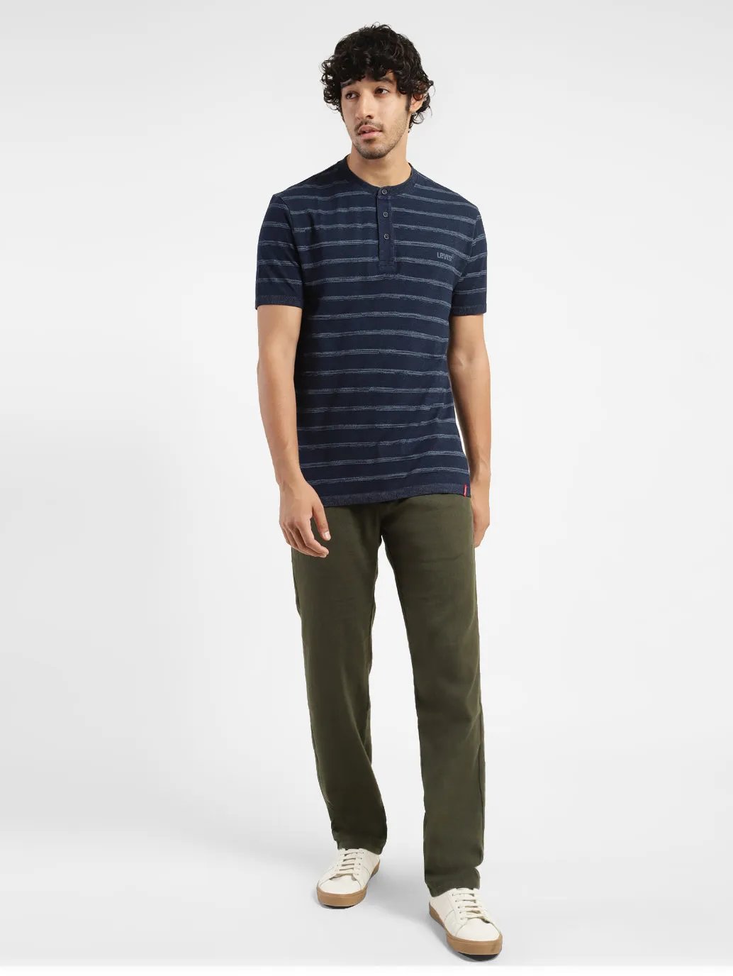Men's Striped Henley Neck T-shirt