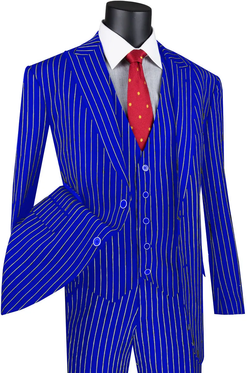 Mens Vested Gangster Pinstripe 1920's Suit in Black