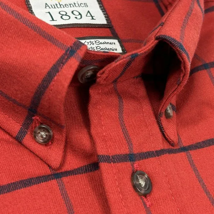 Men's Viyella | Cashmere Blend Sport Shirt | Red with Navy
