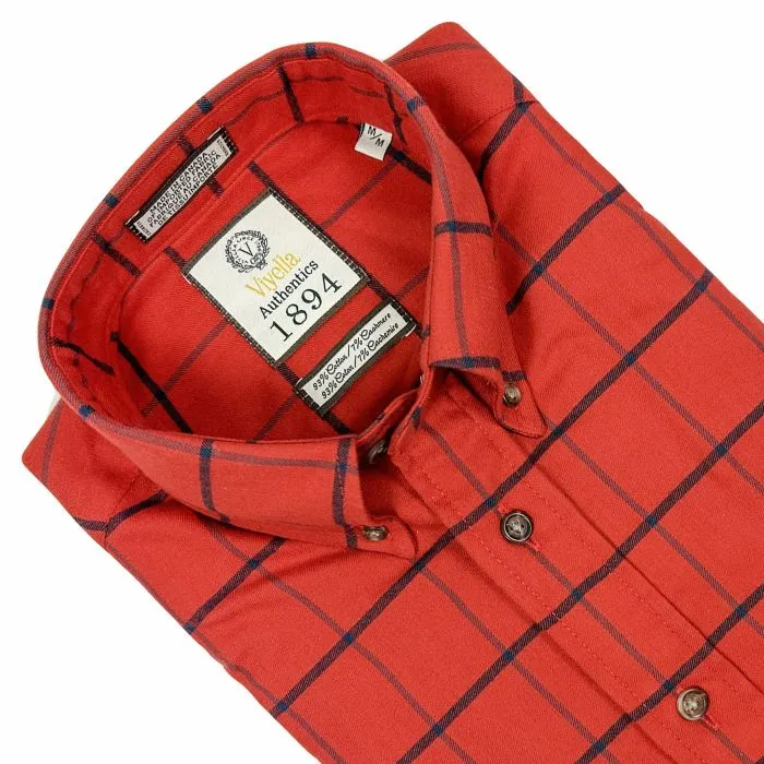 Men's Viyella | Cashmere Blend Sport Shirt | Red with Navy