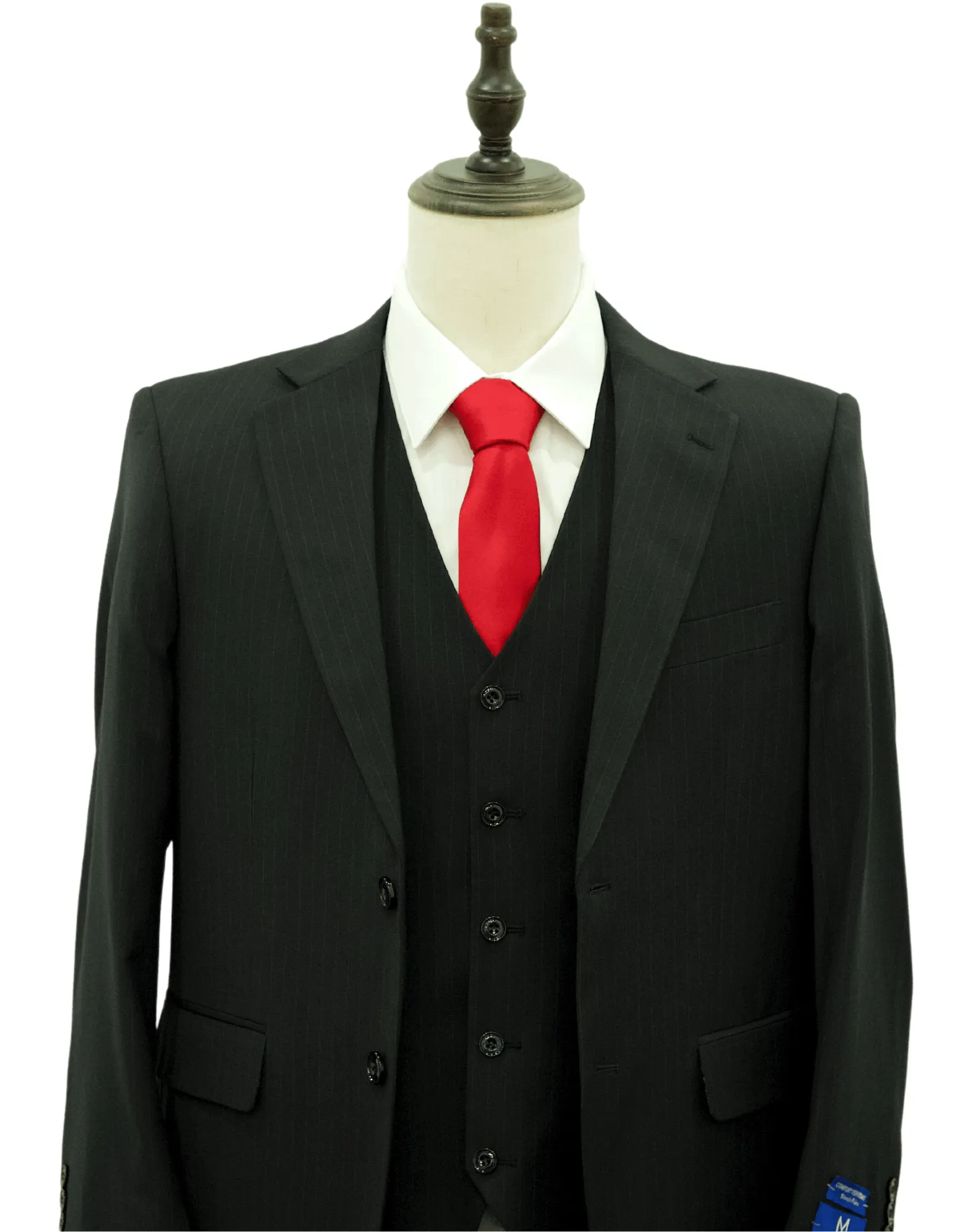 Michael Adams Pinstripe Modern Fit Vested Suit - Black 3238