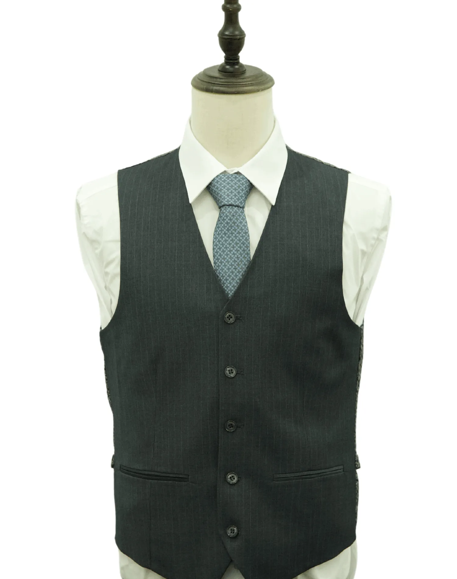 Michael Adams Pinstripe Modern Fit Vested Suit - Gray 3238
