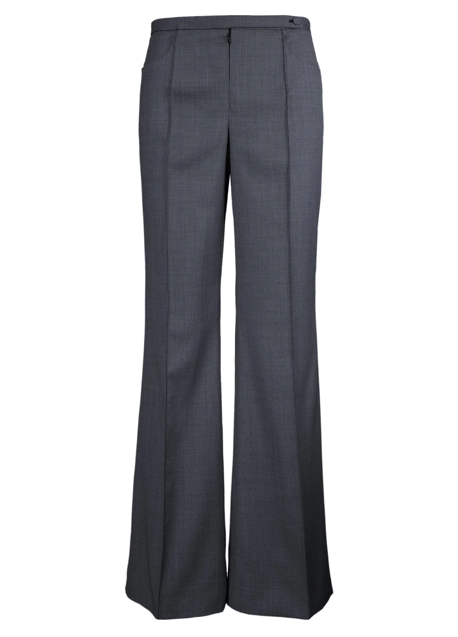 Micro Geometric Fine Wool Wide Leg Pants