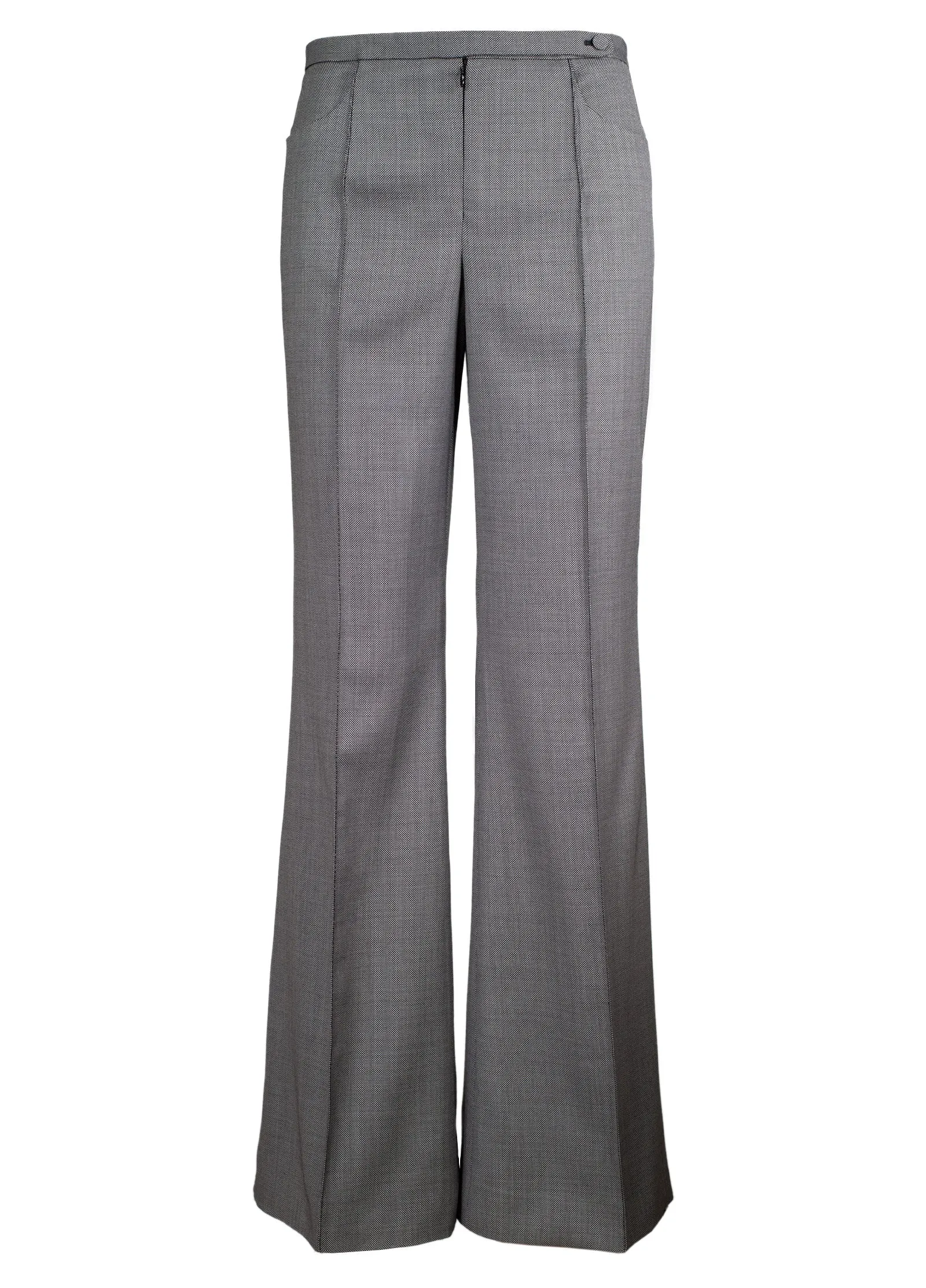 Micro Geometric Fine Wool Wide Leg Pants