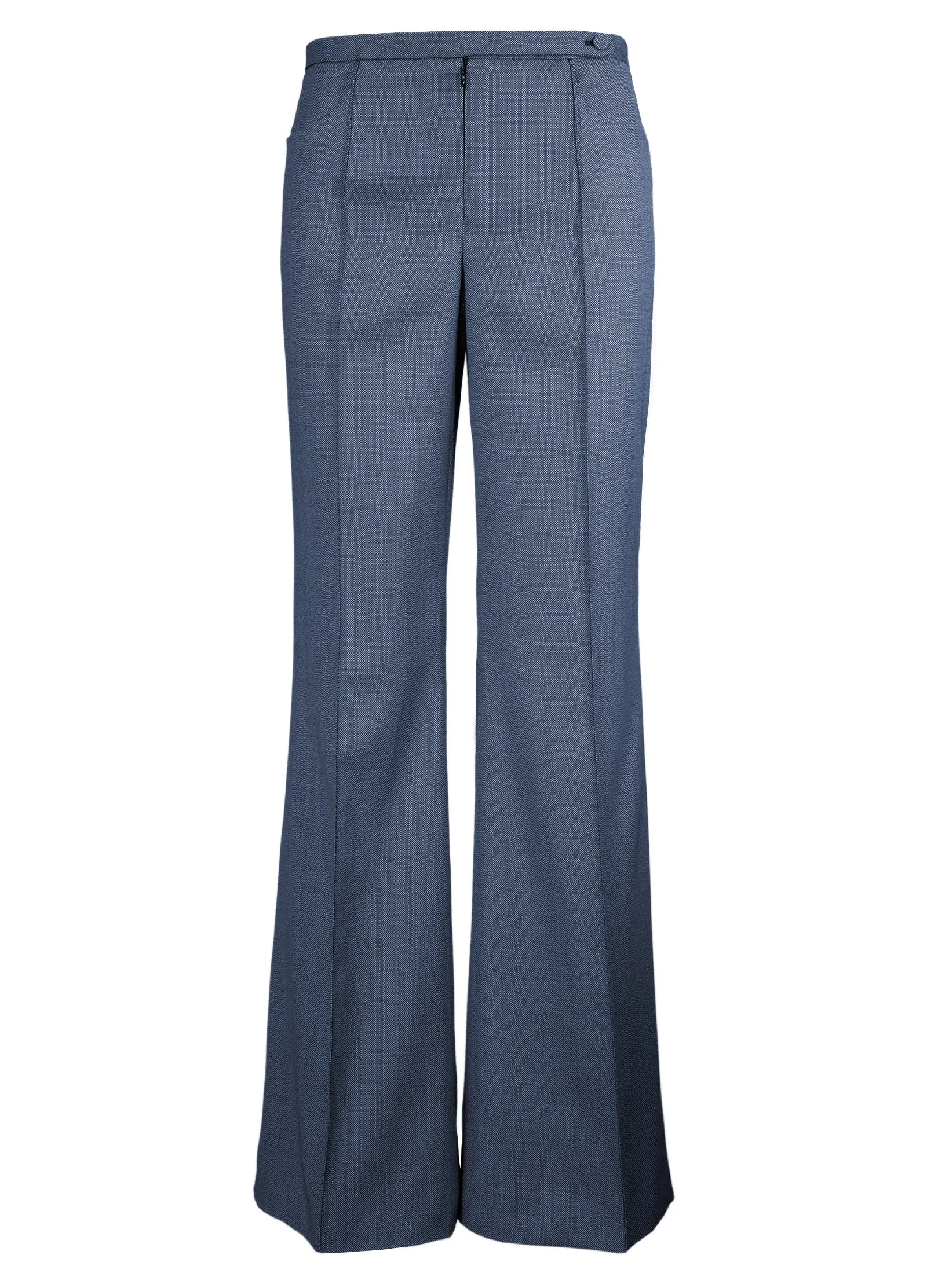 Micro Geometric Fine Wool Wide Leg Pants