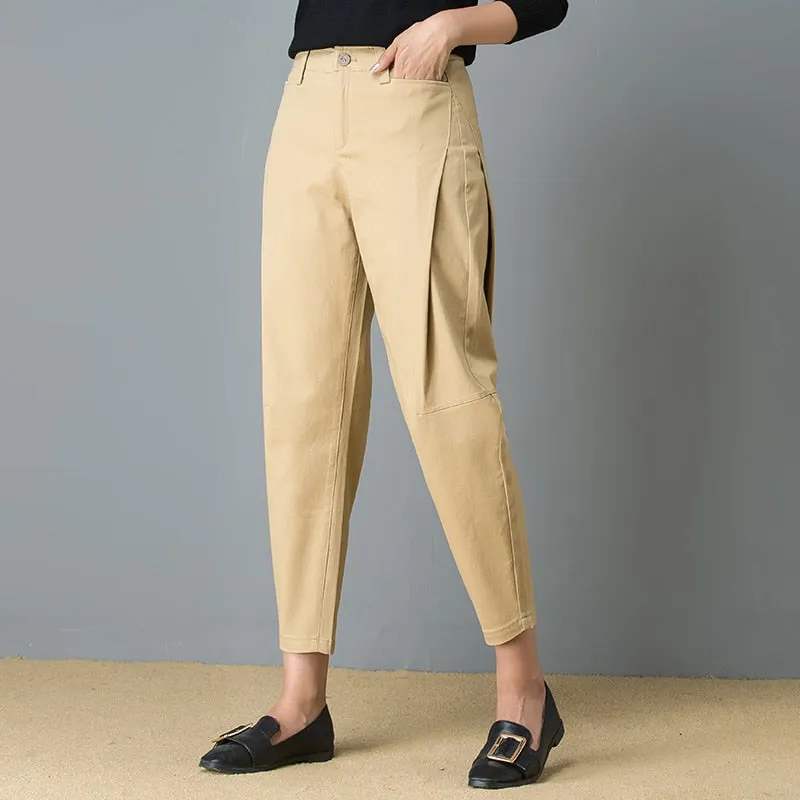 Mid Waist Pockets Ankle Length 2 Colors Pants