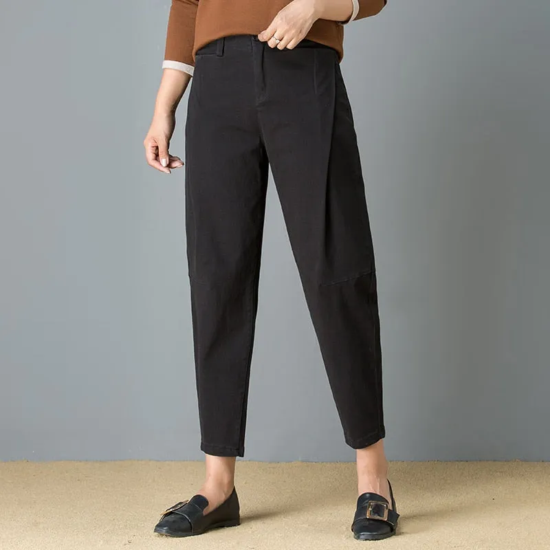 Mid Waist Pockets Ankle Length 2 Colors Pants