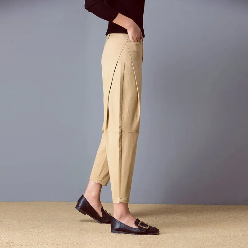 Mid Waist Pockets Ankle Length 2 Colors Pants