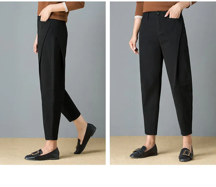 Mid Waist Pockets Ankle Length 2 Colors Pants