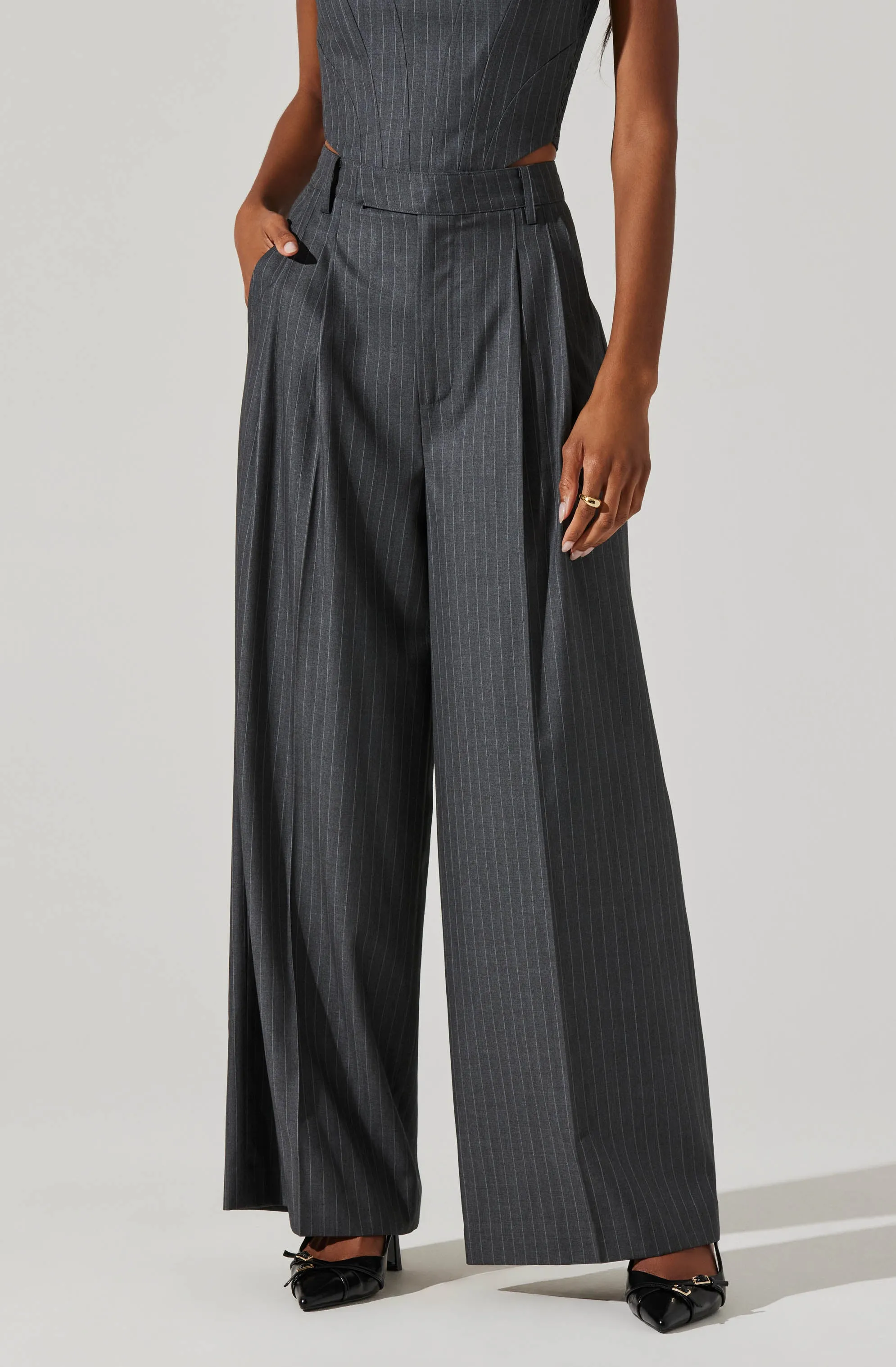 Milani Pinstripe Wide Leg Pants