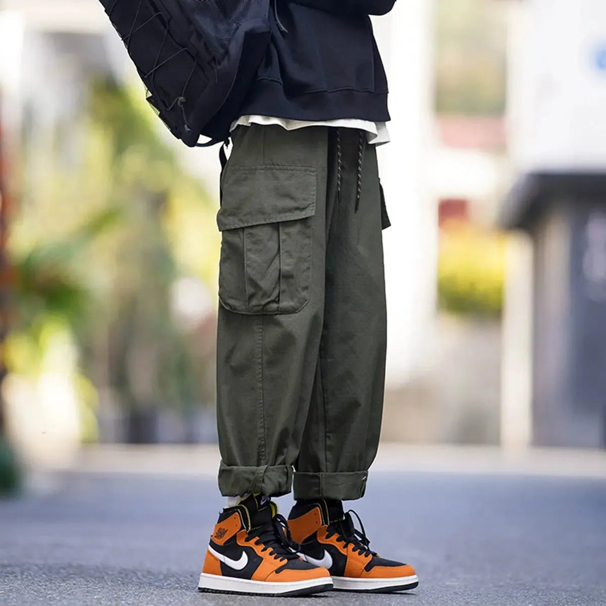 Military Style Loose Wide-Leg Pants