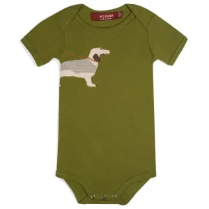 Milkbarn Organic Applique One Piece Green Dog