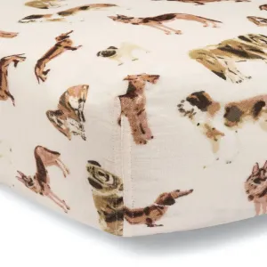 Milkbarn Organic Crib Sheet Natural Dog