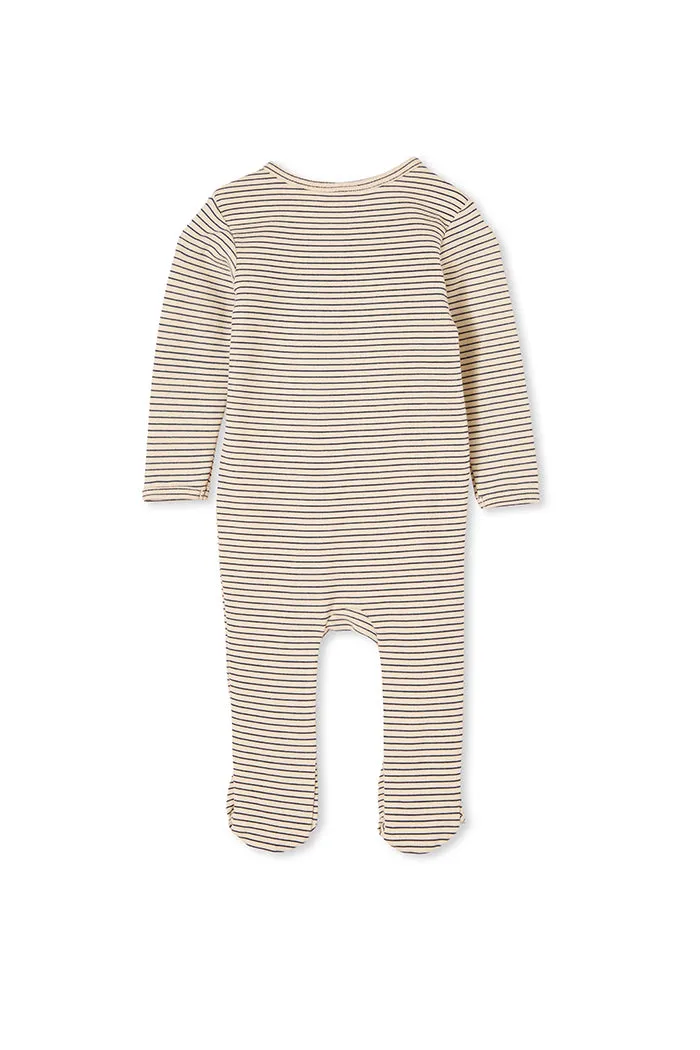 Milky | Oatmeal and Navy Stripe Zip Romper
