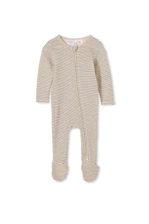 Milky | Oatmeal and Navy Stripe Zip Romper
