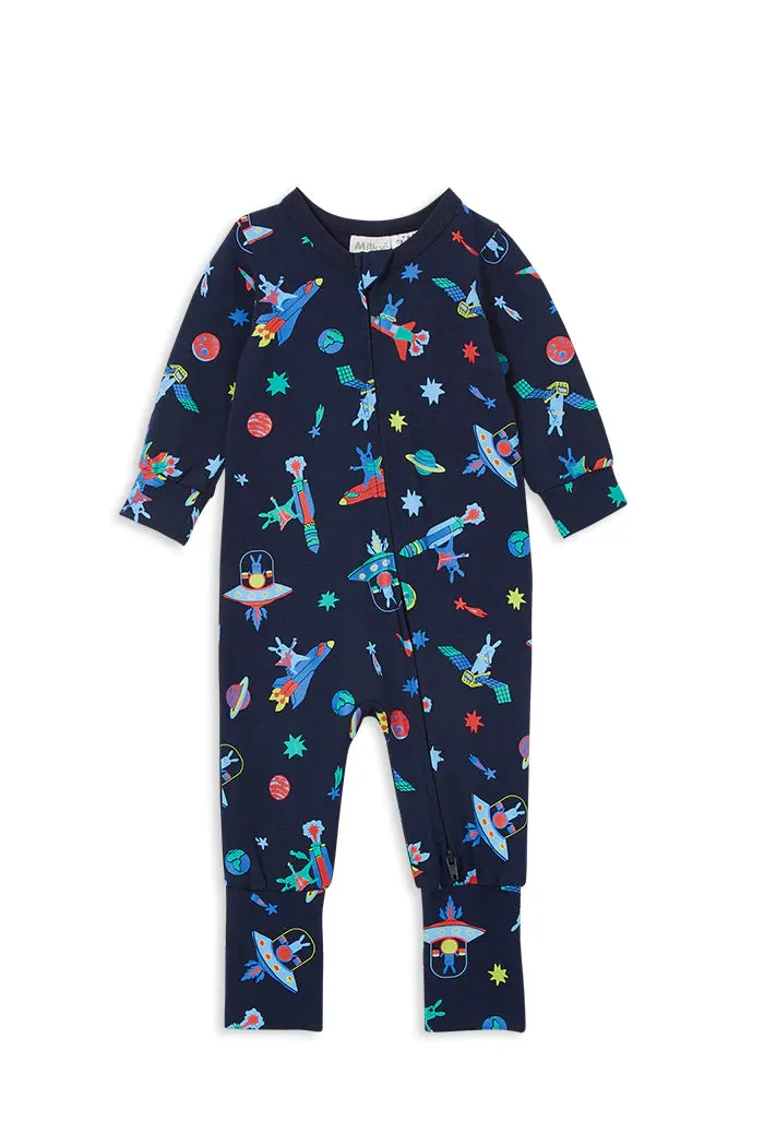 Milky | Space Bunny Zip Romper