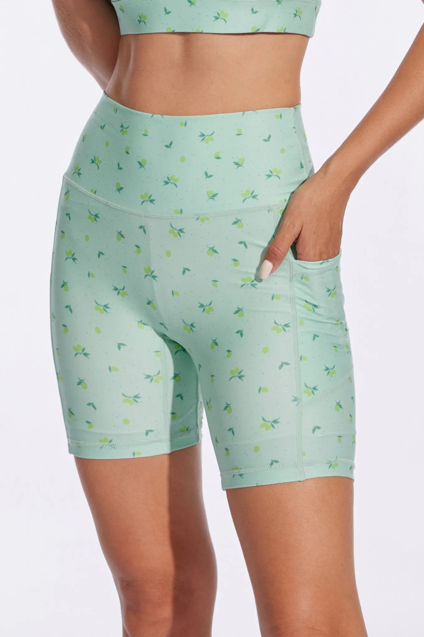 Mint Blossom Pocket Biker Shorts