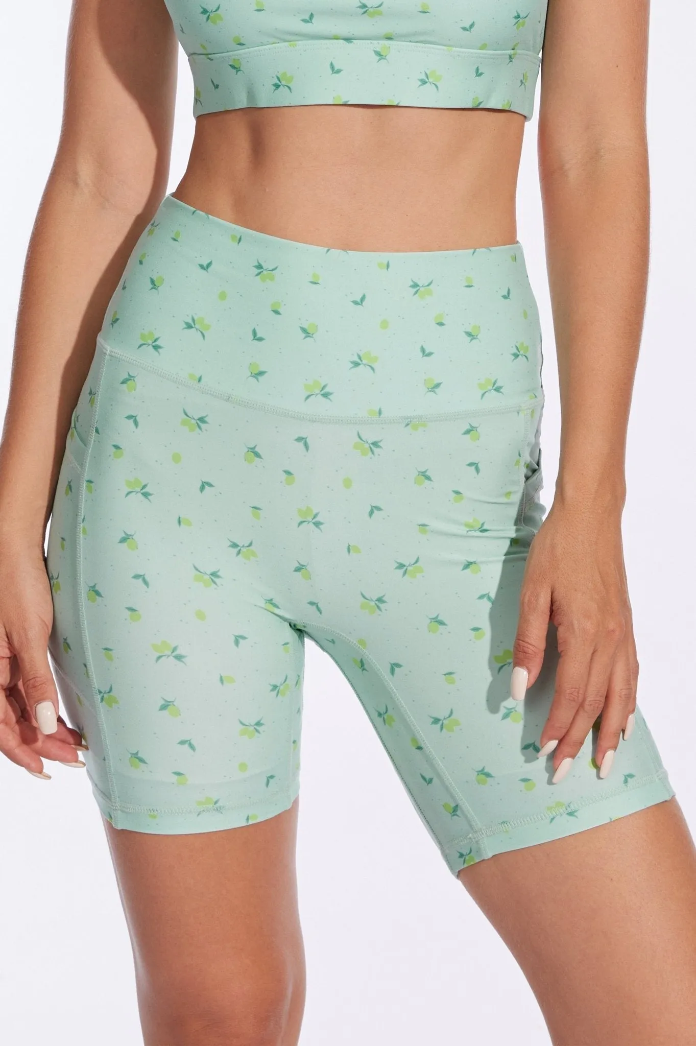 Mint Blossom Pocket Biker Shorts