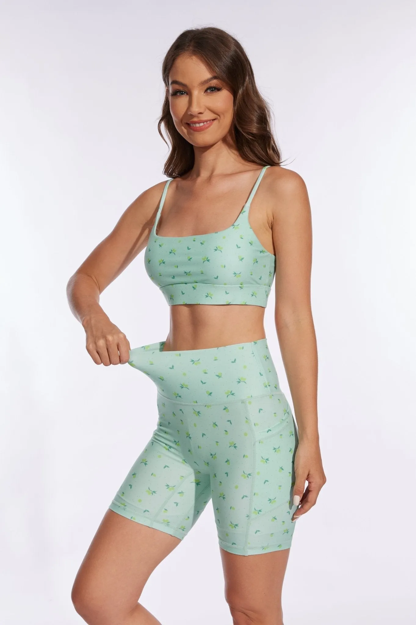 Mint Blossom Pocket Biker Shorts