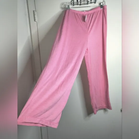 Miss Elaine (Size L) Pink &amp; Lace Trim (2PC) Short Sleeve Pajama Set (NEW-NWT)