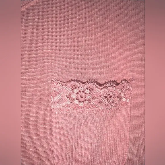 Miss Elaine (Size L) Pink &amp; Lace Trim (2PC) Short Sleeve Pajama Set (NEW-NWT)