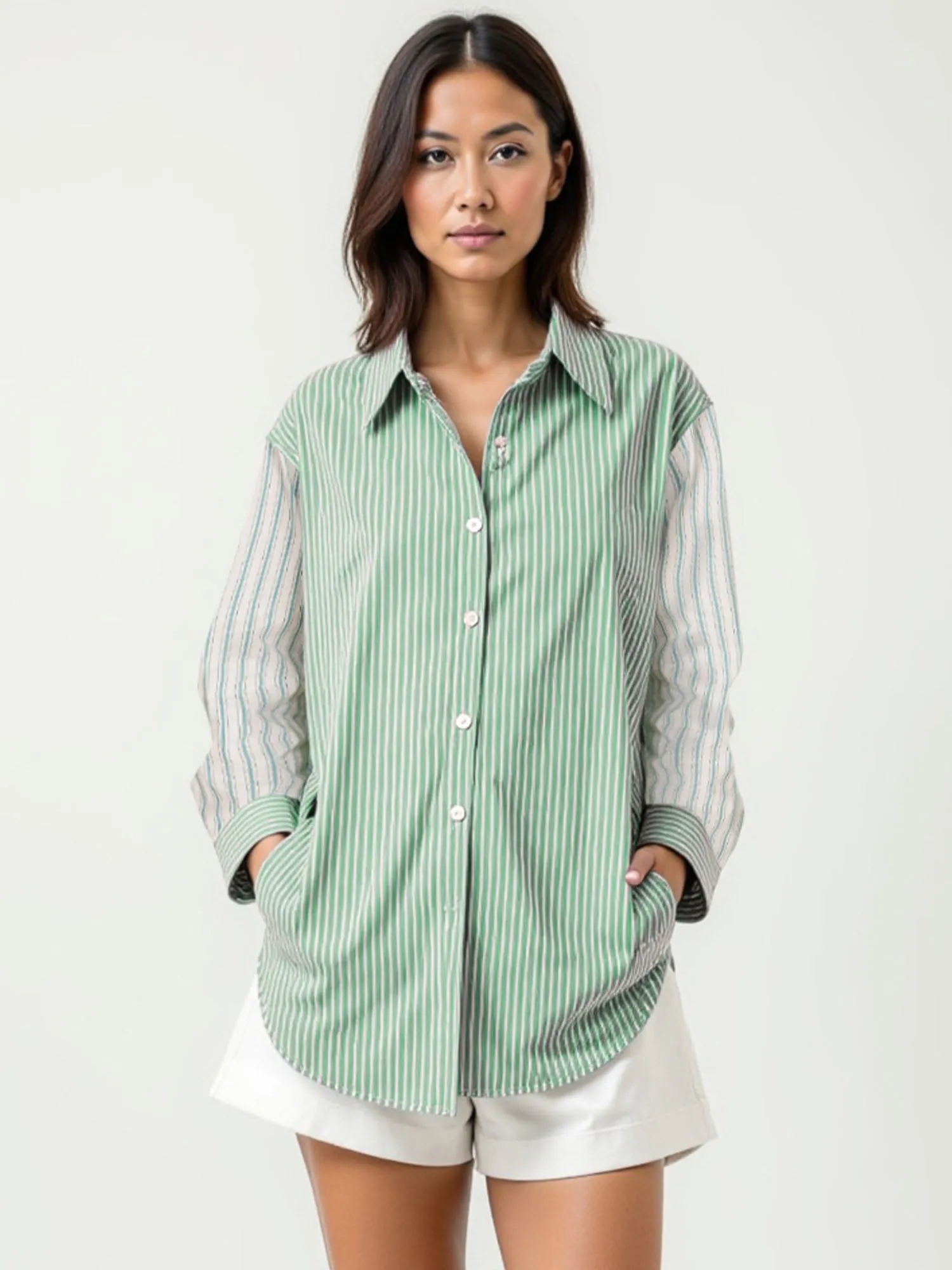 Mixed Stripe Button Down Shirt