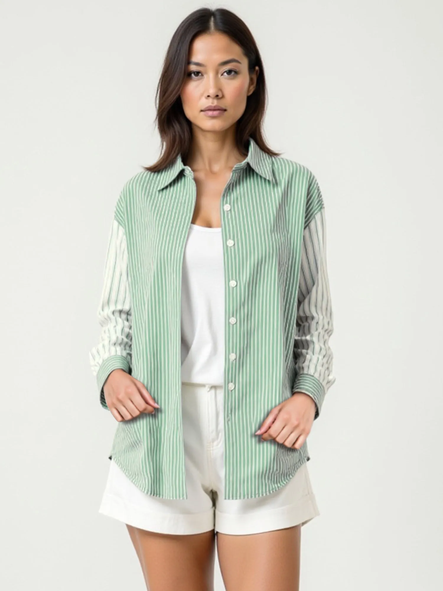 Mixed Stripe Button Down Shirt