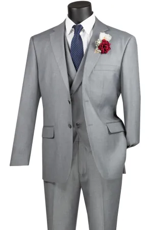 Modern Fit 3 Piece Single Breasted Suit (Light Gray) MV2TR