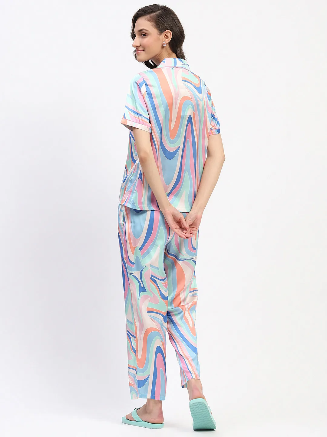 mSECRET Swirl-Patterned Pink Night Suit Set