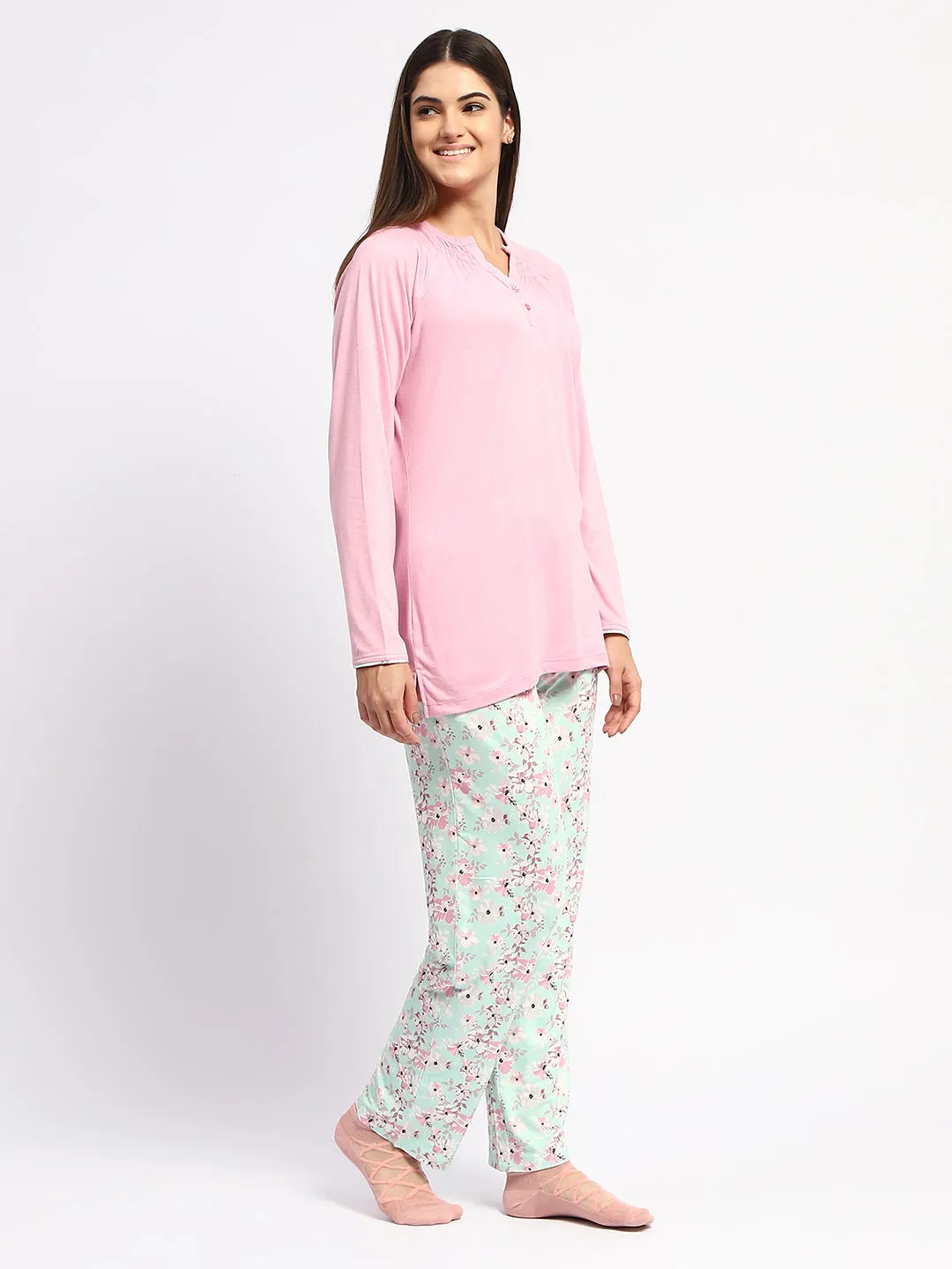 mSECRET Top and Printed Bottom Lavender Night suit