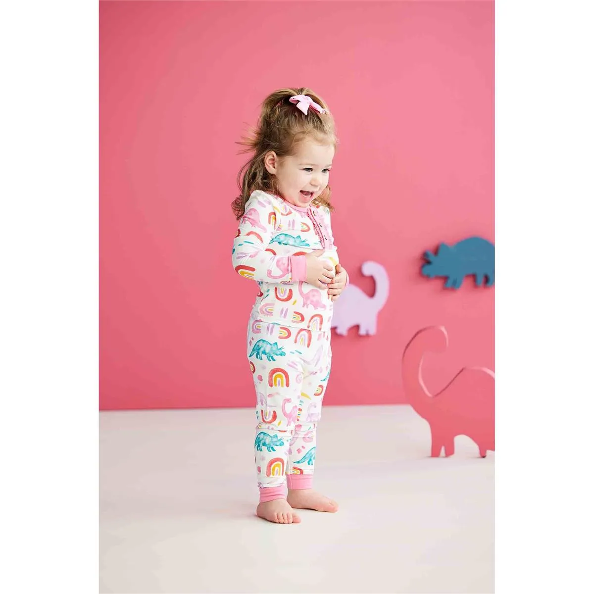 Mud Pie Pink Dino Pajama Set