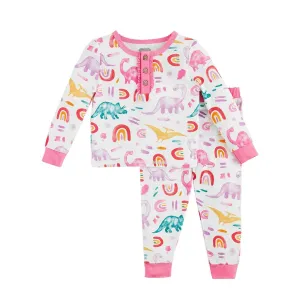 Mud Pie Pink Dino Pajama Set